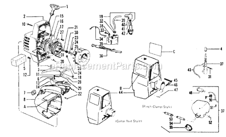 Page D Diagram and Parts List for 5000  Weed Eater Trimmer